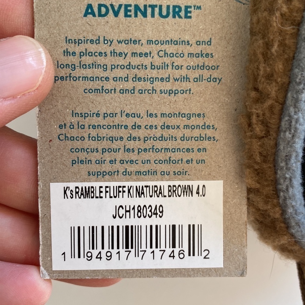 Chaco ramble fluff boot kids 4 four brown teddy bear fleece NWT - Picture 5 of 5